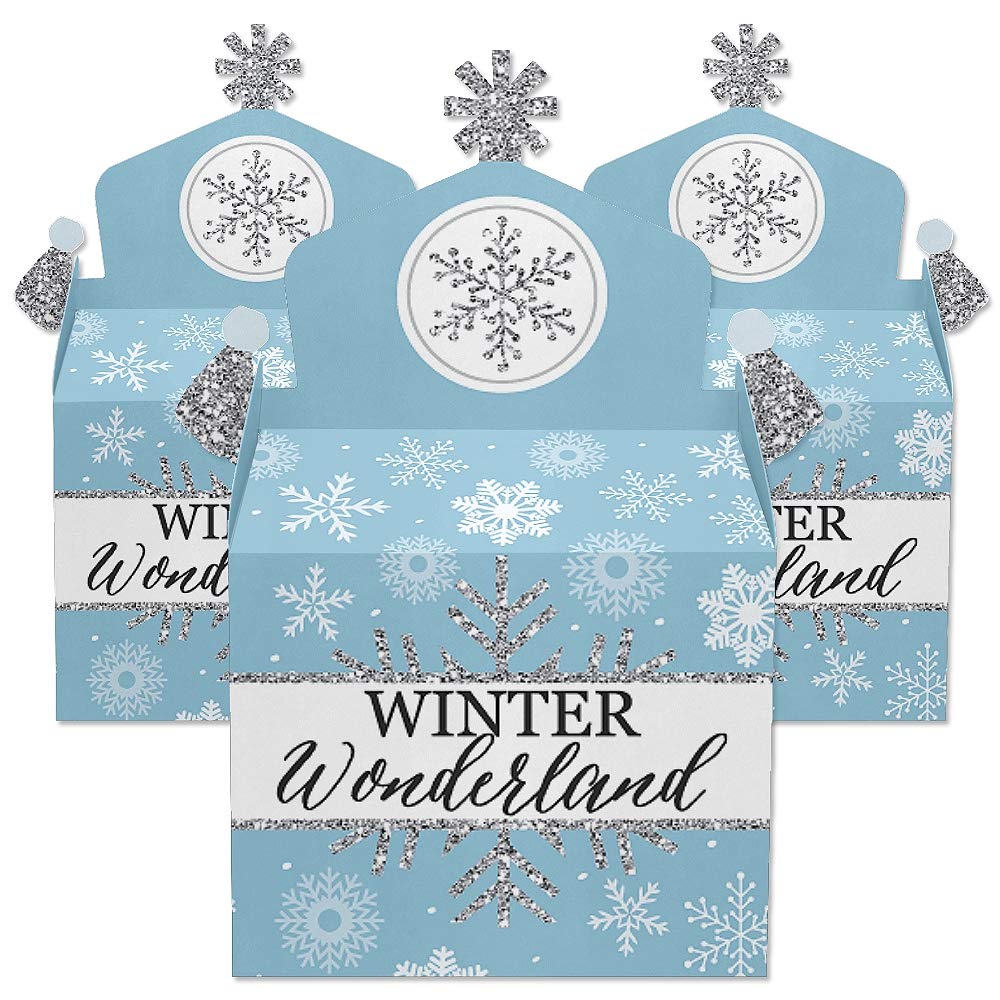 Big Dot Of Happiness Winter Wonderland - Treat Box Party Favors - Snowflake Holiday Party And Winter Wedding Goodie Gable Boxes